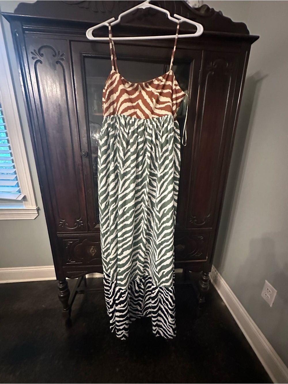 English Factory Brown and Cream Zebra-Stripe Dress